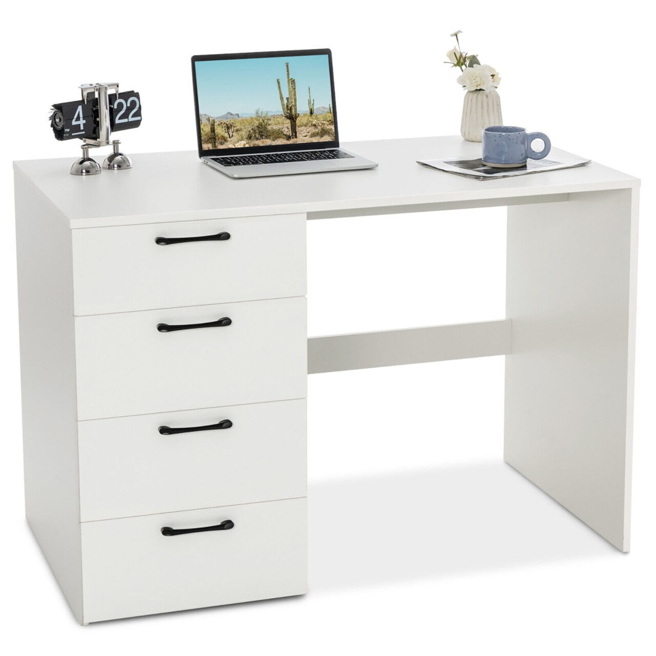 Computer Desk Study Writing Workstation Vanity Table Home Office W/ 4 Drawers